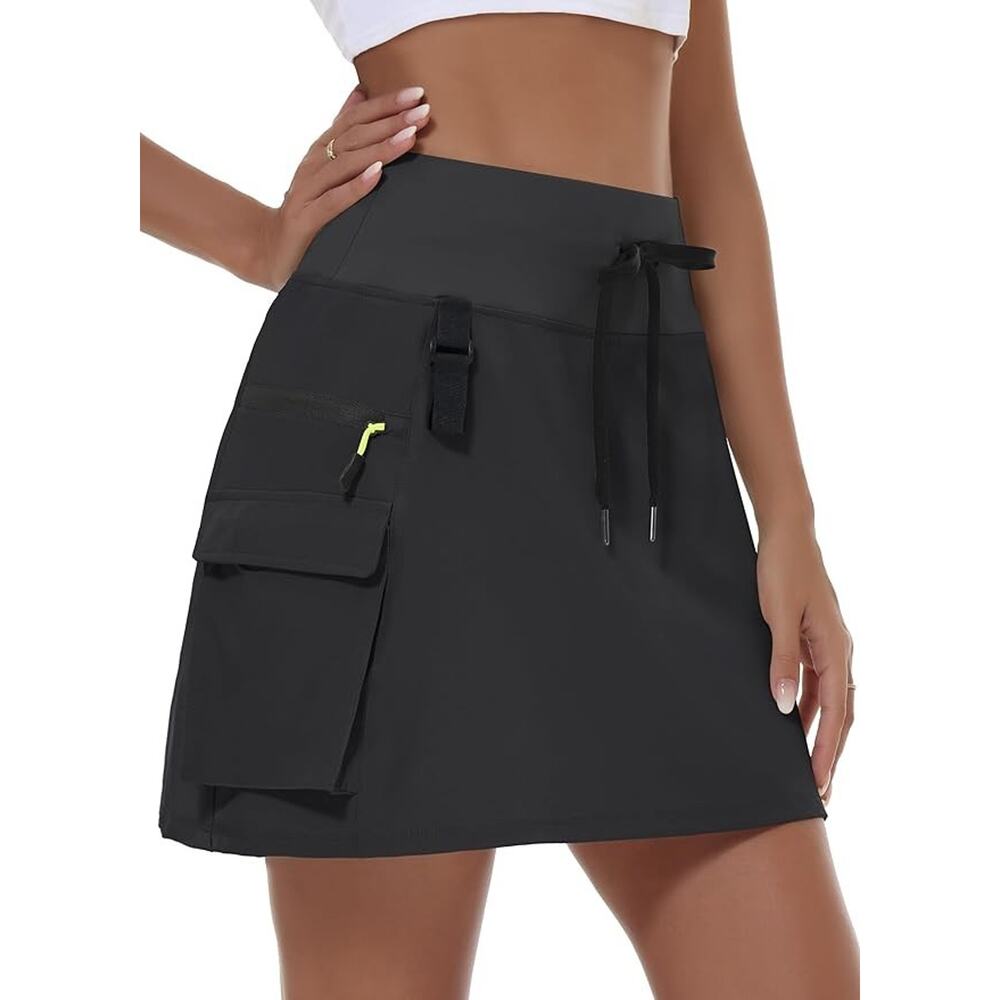 Mivei Hiking Cargo Skort Skirt High Waisted Black Women's Xl NWT